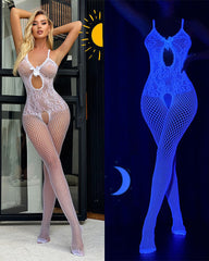 Floral Lace Fishnet Crotchless Bodystocking